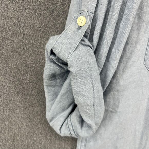 J Crew Shirt Mens Large Linen Button Down Utility Roll Sleeve Casual Workwear - Picture 6 of 16